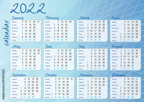 2022 calendario blue lines and gradient calendar photo
