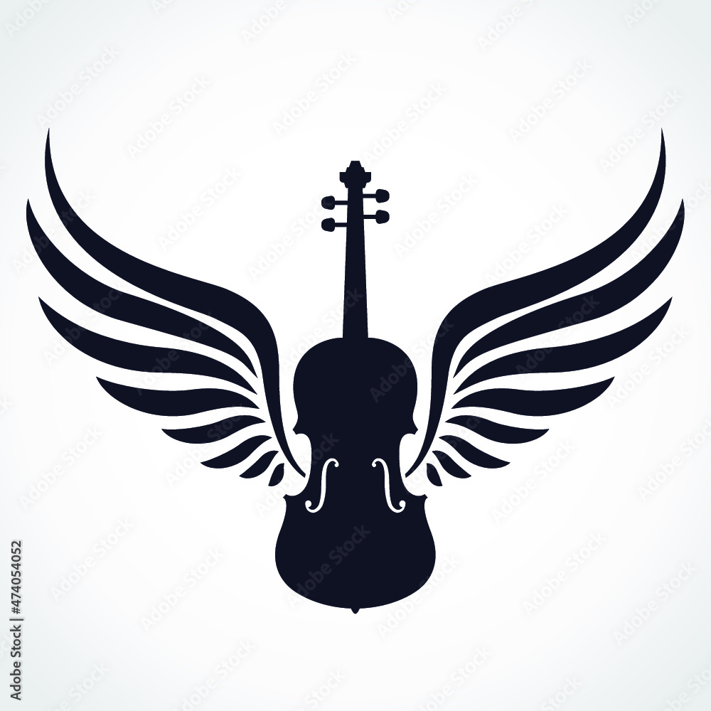 Fototapeta premium silhouette winged violin symbol