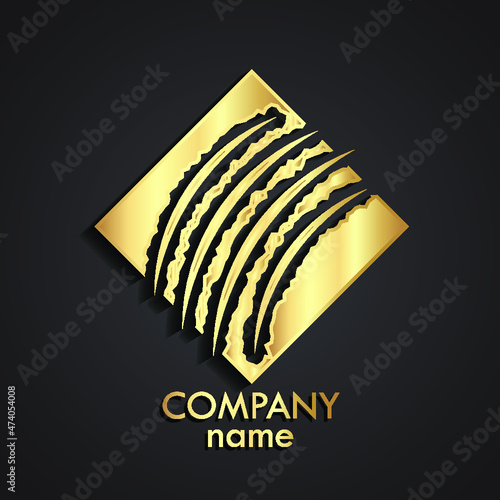 3d golden claw scratches square logo