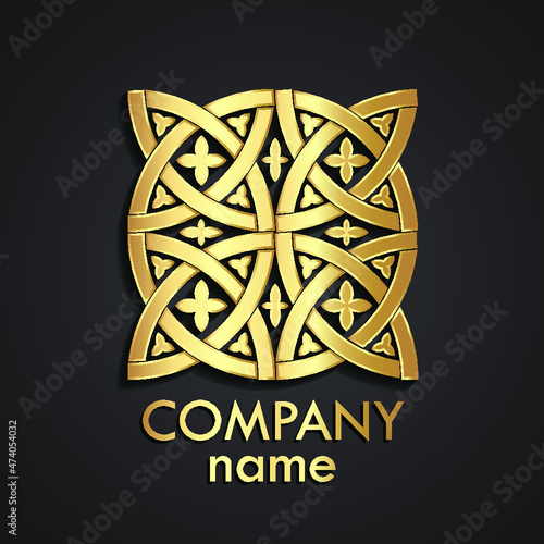 3d ornamental design overlap loop gold logo