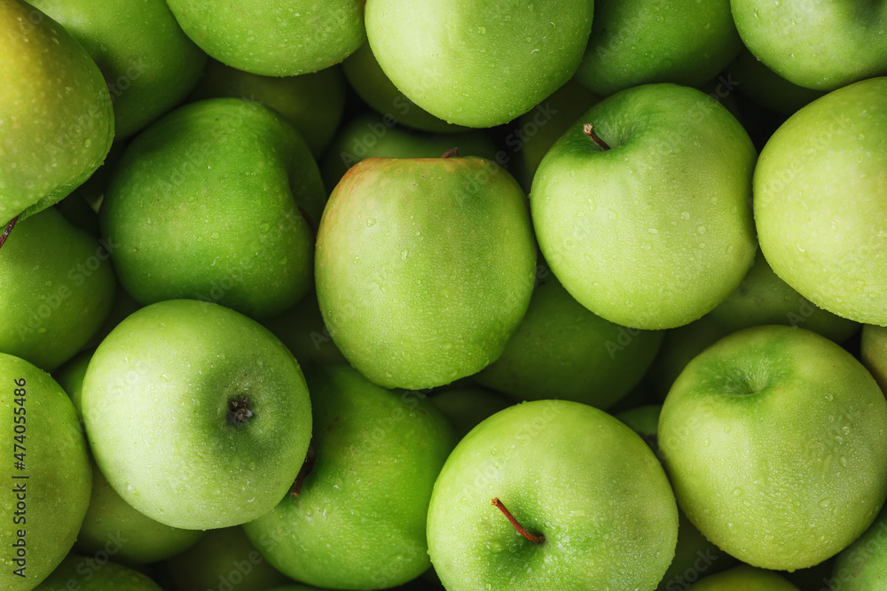 Juicy Green apple close-up with dew drops. Juicy Green apple close-up with dew drops.