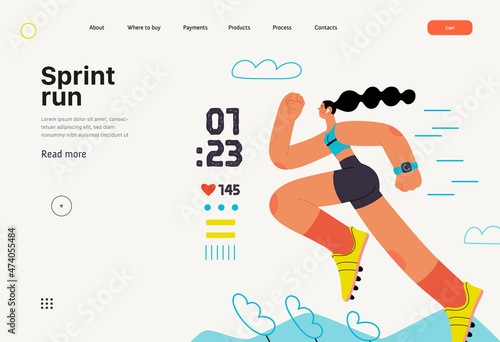 Runners - a woman running and exercising outside, website template