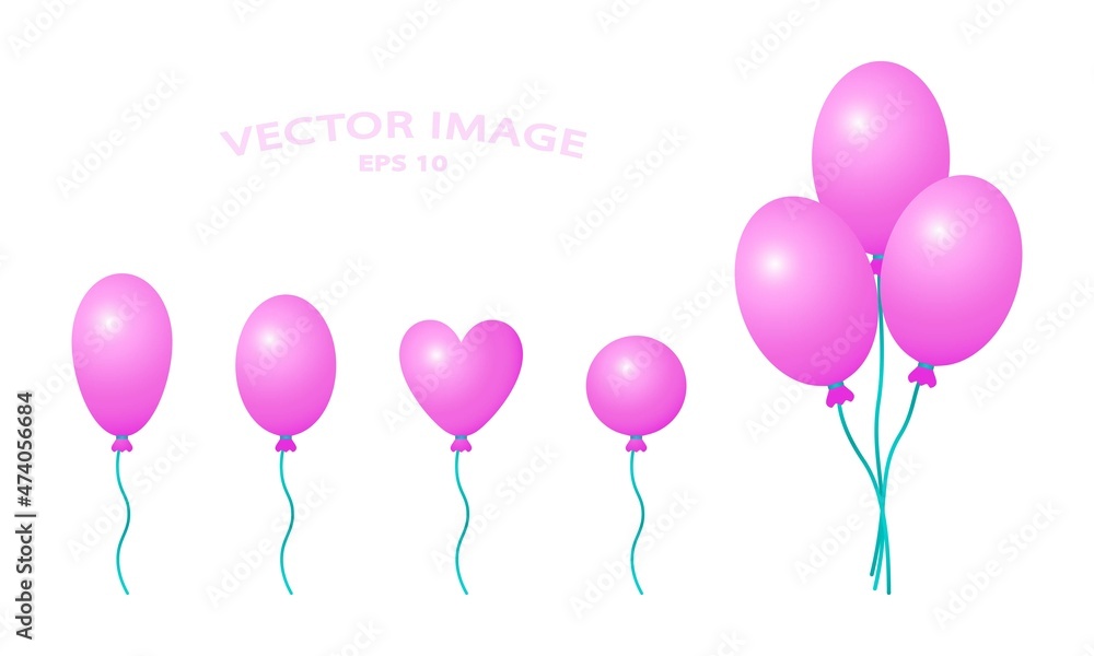 Collection of different realistic balloons