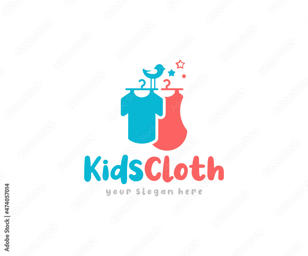 Clothes for little boys and girls logo design. Children clothes on a