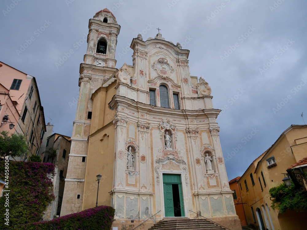 Baroque church of Saint John the Baptist in Cervo, Liguria, Italy.