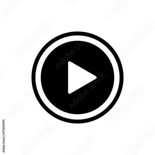 Free Download Play button icon. Video and music play icon. A triangle within a circle is a media player symbol. Video and audio multimedia reproduction. Isolated raster illustration on white background. - GFXLoad