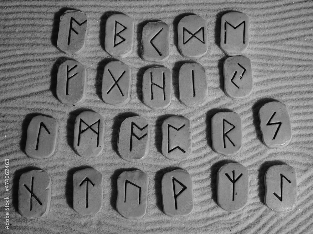 Anglo Saxon Old English runic alphabet uses symbols that represent letters, sounds and words in a version of ancient Germanic writing. Anglo Saxon Old English runic alphabet uses symbols that represent letters, sounds and words in a version of ancient Germanic writing.