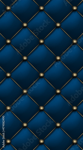Blue matte leather texture vertical pattern. Vip background upholstery rich and luxury sofa. Vector abstract antique illustration. Close-up.