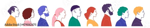 Set of profile portraits.