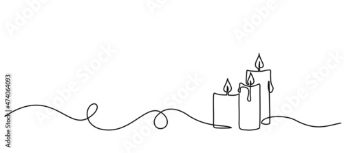 Merry Christmas decoration. Wavy line with Christmas candles.