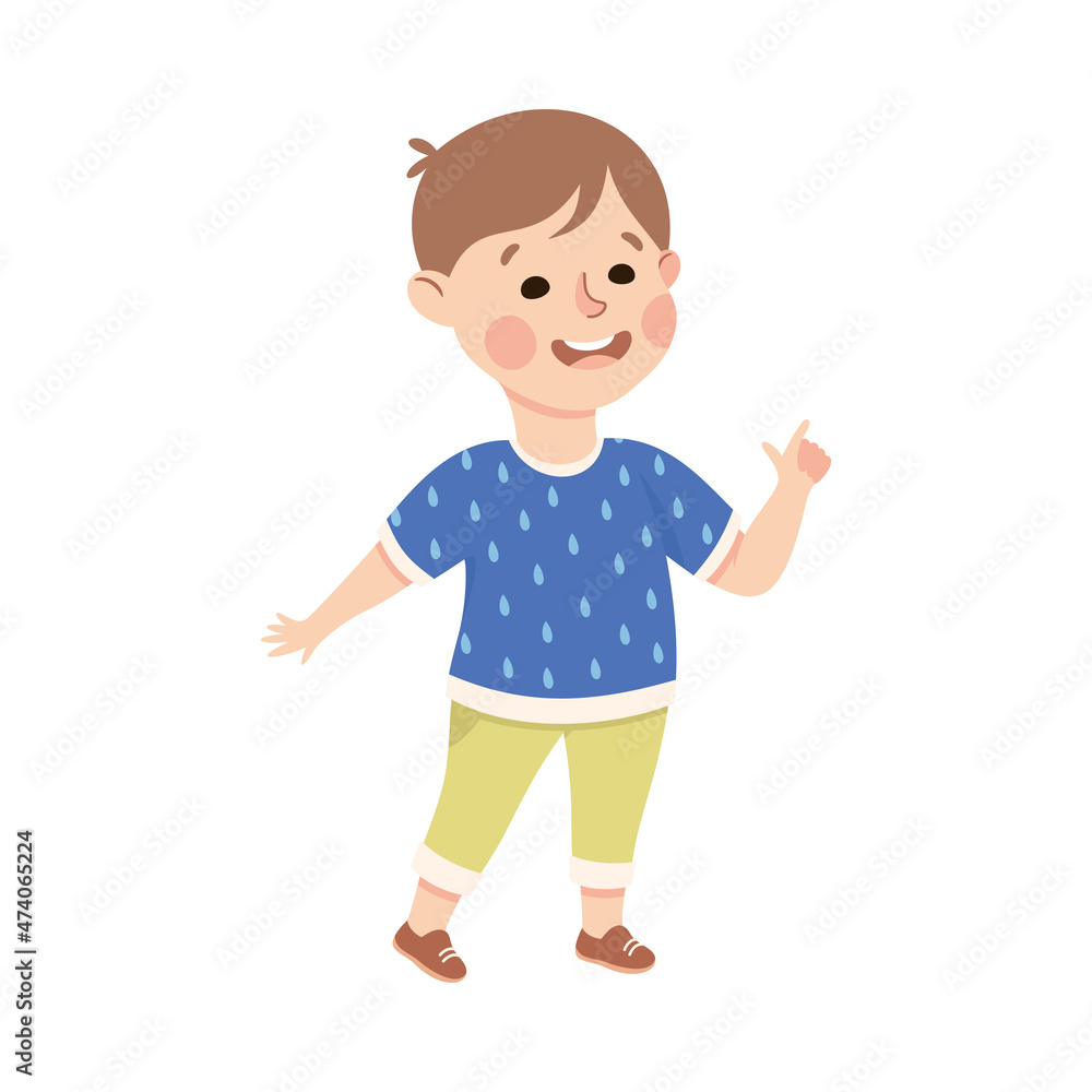 Funny Boy Pointing at Something with Extending Hand and Index Finger Vector Illustration Funny Boy Pointing at Something with Extending Hand and Index Finger Vector Illustration
