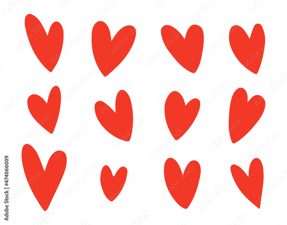Hand-drawn hearts. Vector hearts set. Elements for Valentine's Day.