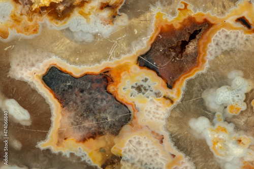 Macro stone Agate mineral on white background