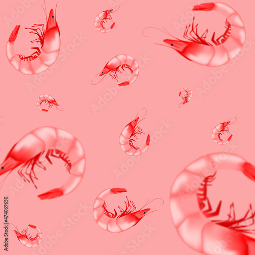 pink background with shrimps