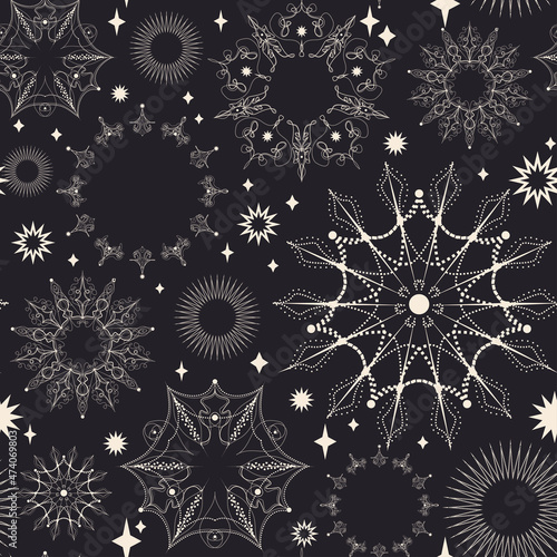 Seamless Pattern of Stars and Snowflakes