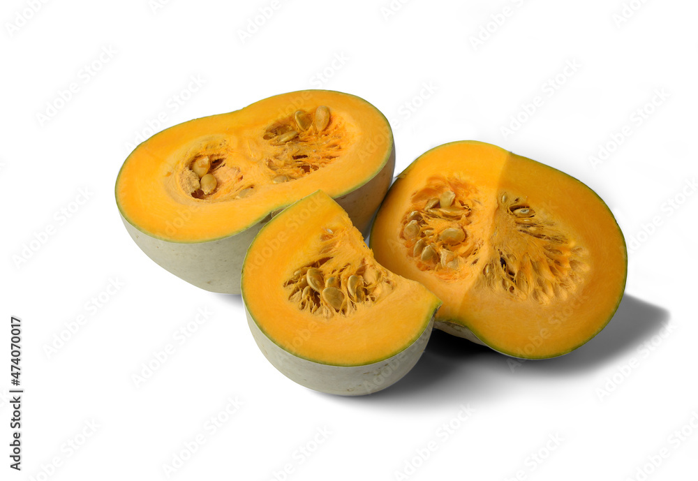 pumpkin slices on a white background, close-up , isolate