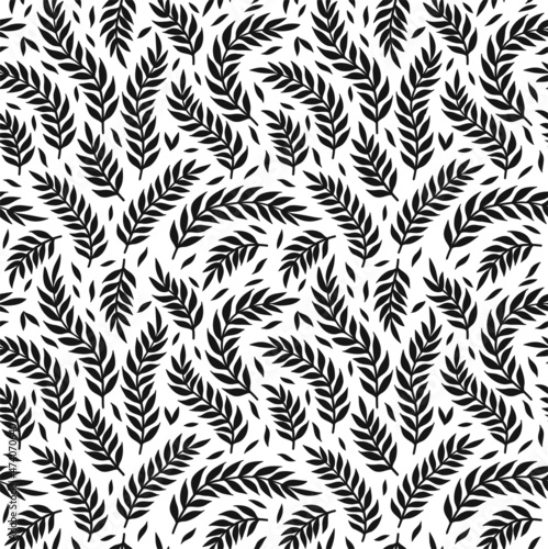 Leaves,flowers,plants floral seamless pattern. Vector hand drawn scandinavian sketch style illustration. Floral,leaves print seamless pattern concept