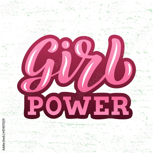 Hand drawn vector illustration with black lettering quote on textured background Girl Power for motivational  inspirational  feminist card  wall art  decor  poster  t shirt  banner  print  template