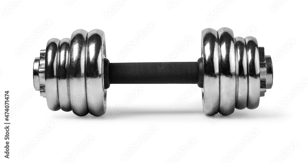 metal dumbbells over white metal dumbbells over white