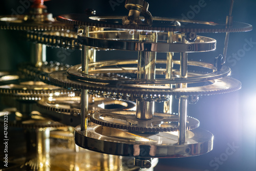 Abstract background with mechanical gears of a clock photo