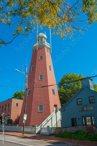 Portland Observatory at 138 Congress Street on Munjoy Hill in Portland, Maine ME, USA. This observatory is a historic maritime signal tower built in 1807. 