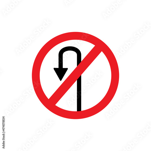forbidden - road sign. Stop road sign with hand gesture. Vector red do not enter traffic sign.