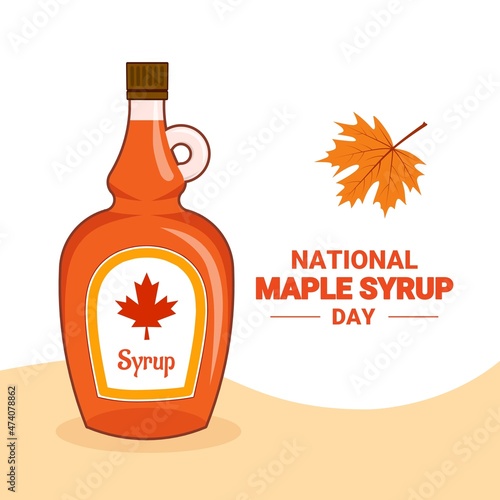 Vector illustration, maple syrup bottle, isolated on a white background, as a banner, poster or template, National Maple Syrup Day.