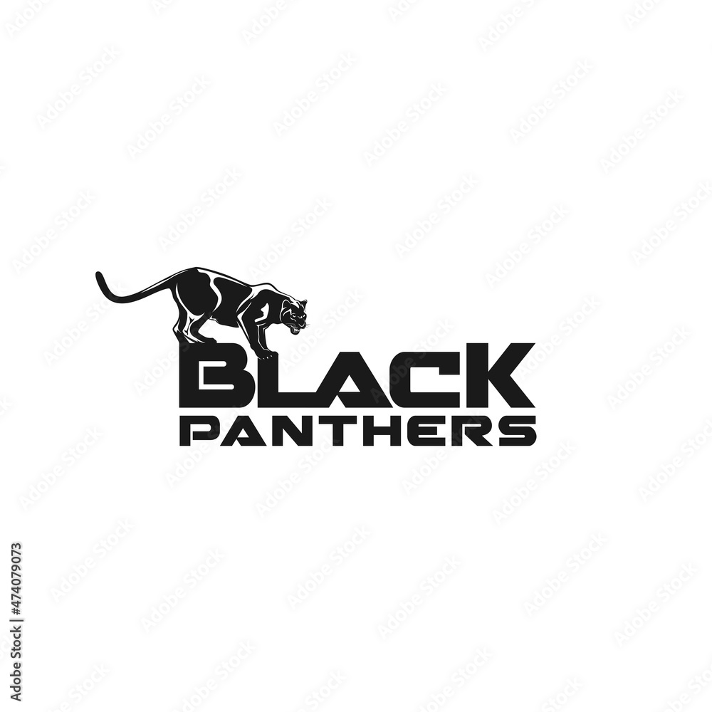Silhouette of Black Panther, wild animals, typography logo inspiration  Stock Vector | Adobe Stock
