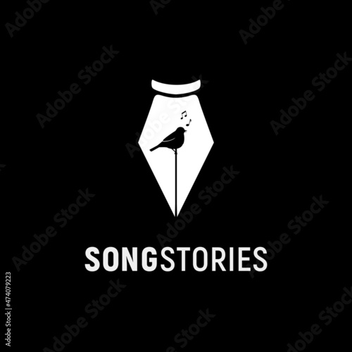 song stories, bird, pen logo inspiration