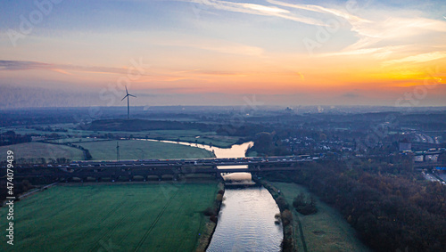 Sunrise over the Ruhrwiesen in Duisburg