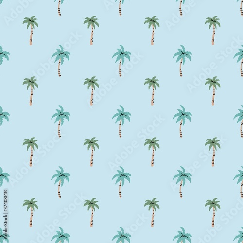 Seamless pattern with hand drawn  palm trees in scandinavian style. Creative vector trendy background for fabric, textile, wrapping