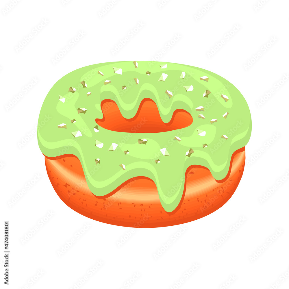 Vector donut with pistachio cream.Delicious appetizing dessert decorated with pieces of nut.Food icon with yummy doughnut isolated on white background.Realistic bakery symbol design.
Vector donut with pistachio cream.Delicious appetizing dessert decorated with pieces of nut.Food icon with yummy doughnut isolated on white background.Realistic bakery symbol design.