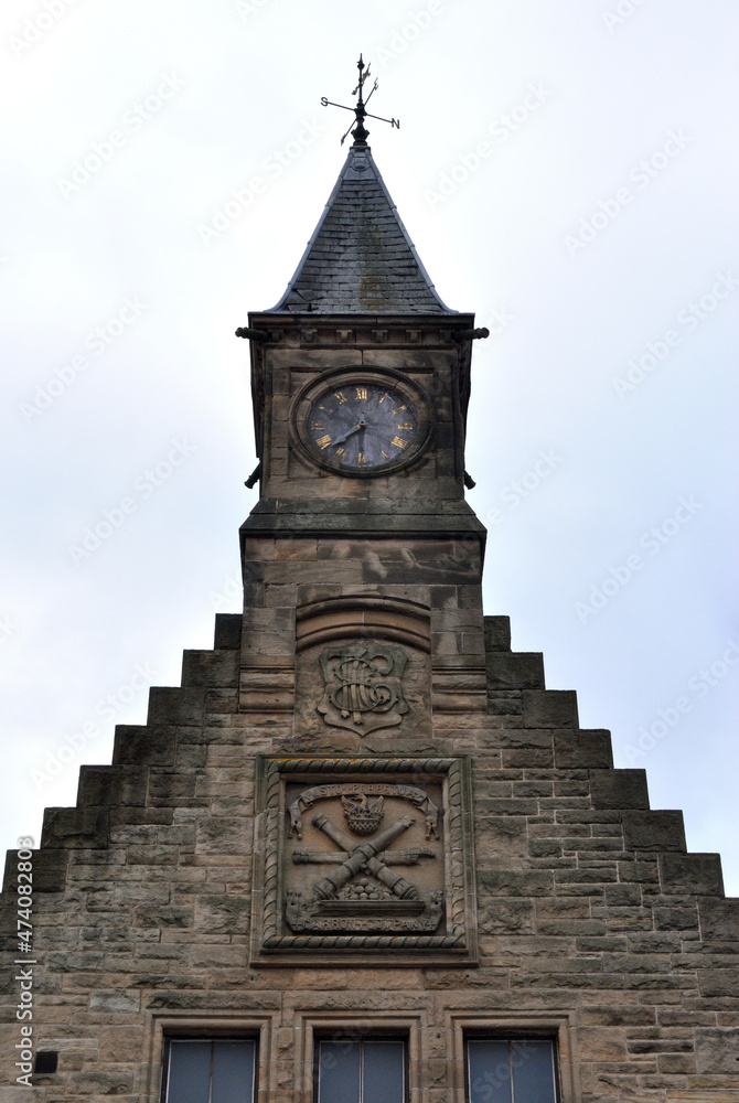 Cupola & Broken Clock on Tower of Old Victorian Derelict Stone Industrial Building 