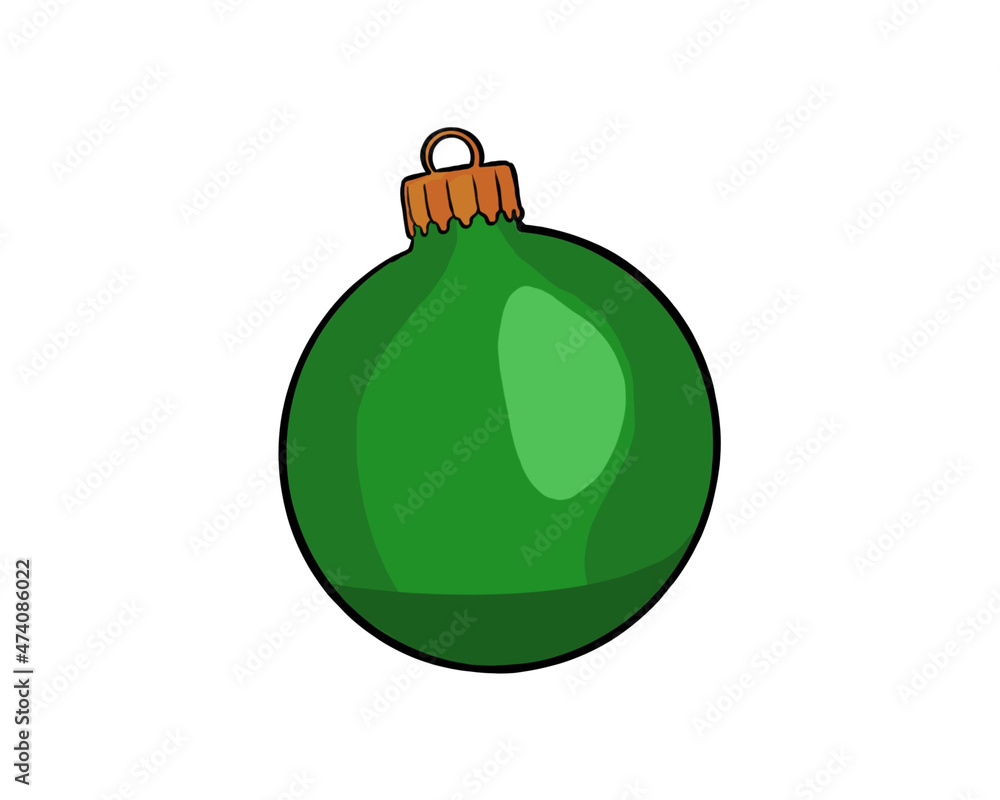 Drawing of green Christmas ball - Christmas tree decoration Drawing of green Christmas ball - Christmas tree decoration