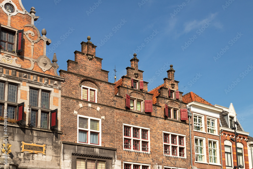 Facades of monumental buildings on the Grote Markt in Nijmegen.