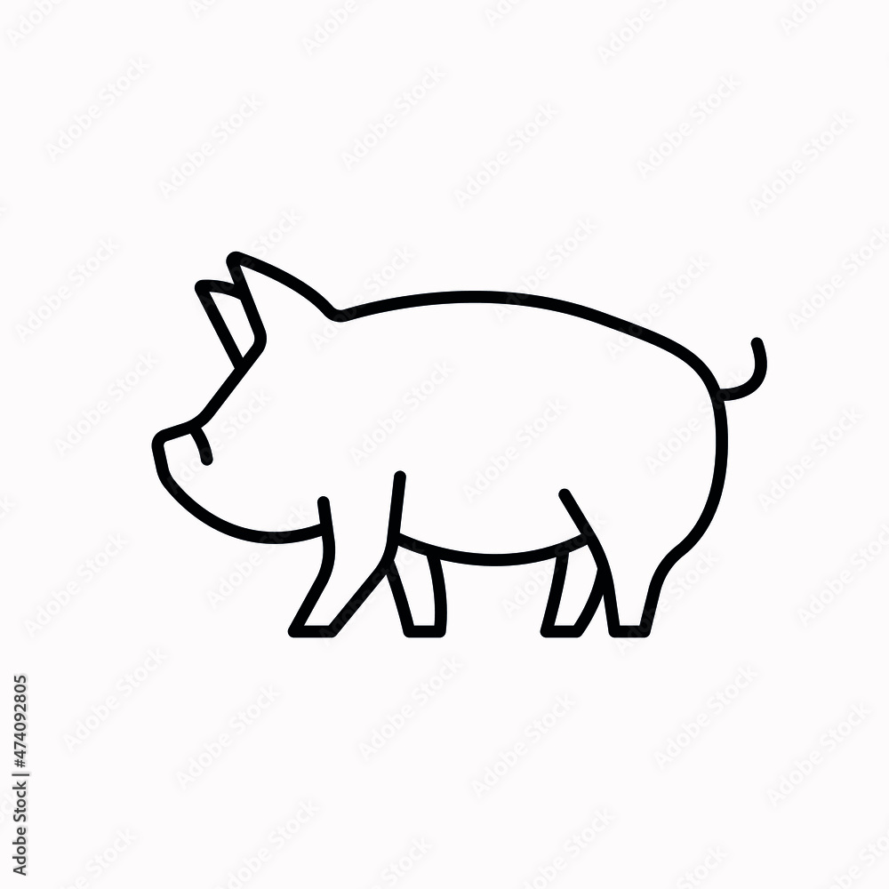 Pig icon vector illustration. Hog outline symbol. Pork meat production, mammal breeding. Pig breeding farm, animal husbandry Pig icon vector illustration. Hog outline symbol. Pork meat production, mammal breeding. Pig breeding farm, animal husbandry