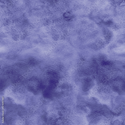 Abstract watercolor seamless texture of fashionable lilac color. The color trend of 2022. Watercolor spots spread out and create the effect of clouds
