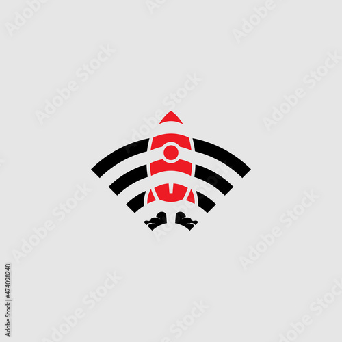 Rocket WIfi Symbol Logo Design