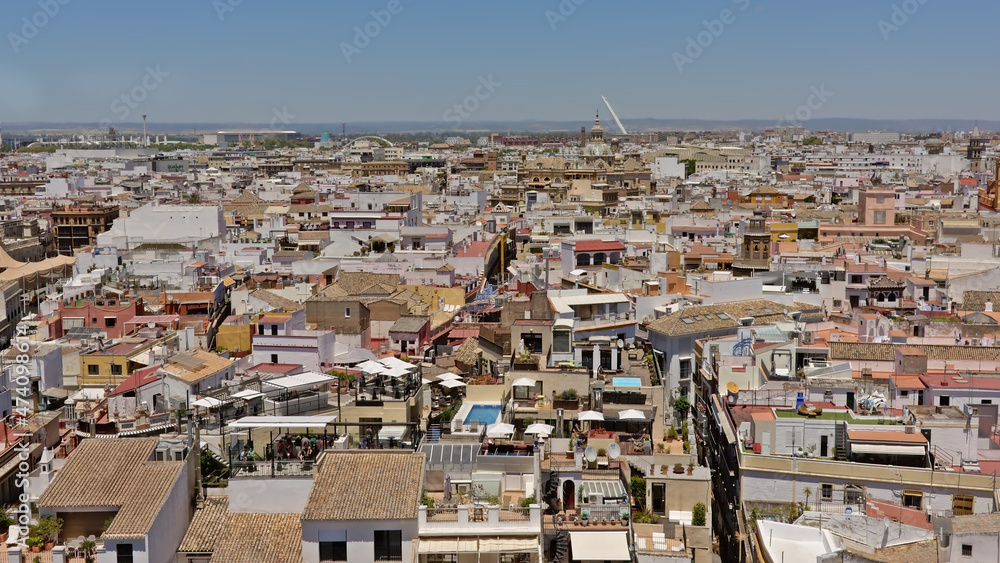 Aerial view on downtown seville from Giralda Tower
