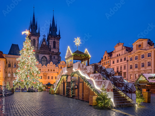 Christmas market at the Old Town Square in Prague, Czech Republic