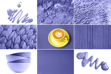 Crédence de cuisine Pantone 2022 very peri Creative collage in trendy very peri color.  © Zaitseva