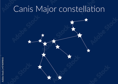 Canis major zodiac constellation sign with stars on blue background of cosmic sky