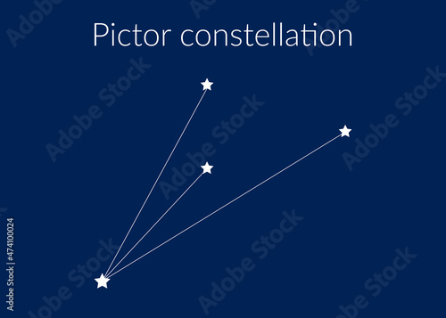 Pictor zodiac constellation sign with stars on blue background of cosmic sky photo