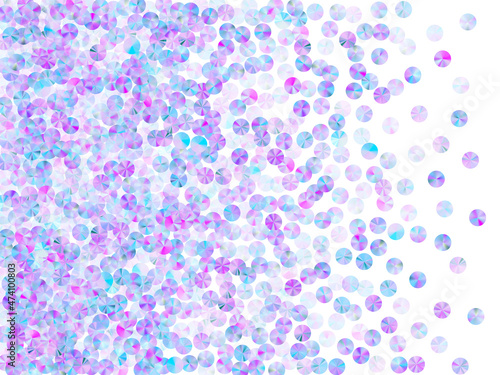 Purple paillettes confetti scatter vector illustration. Elegant flickering bead elements holiday glitter flatlay. Holiday confetti placer lustering texture.