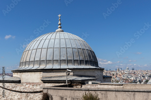 Panorama to city of Istanbul from Imperial Suleymaniye Mosque, Turkey