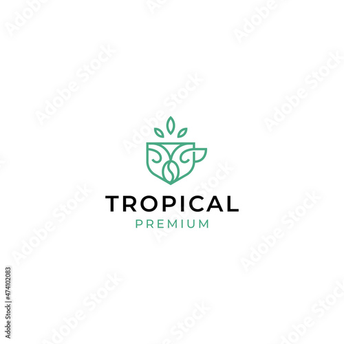 Tropical Coffee logo vector icon illustration simple style for your business