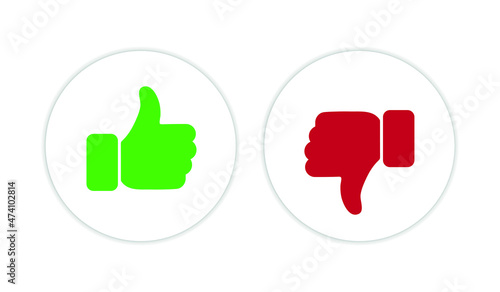 Thumbs up and down like dislike icons for social network. Vector illustration