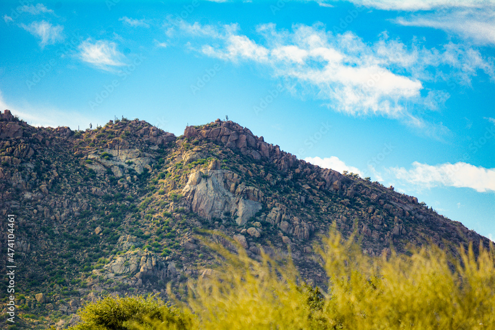Granite Mountain in Arizona with Blue Skies