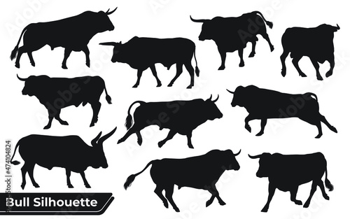 Collection of Bull Silhouette in different poses