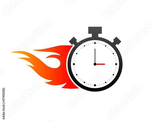 Fast delivery vector icon. Stopwatch with speed. Delivery sign. Vector illustration.
